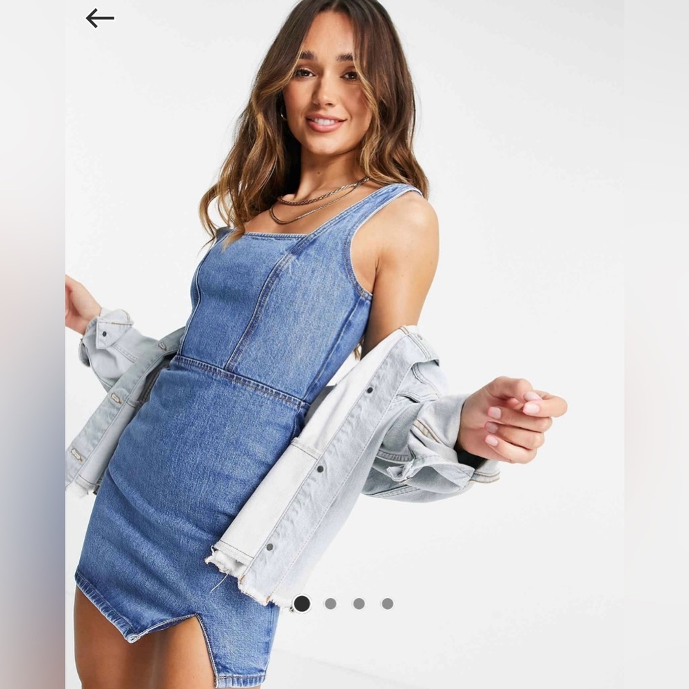 ASOS DESIGN women’s cotton blend denim seamed fitted mini dress size 4 Bnwot